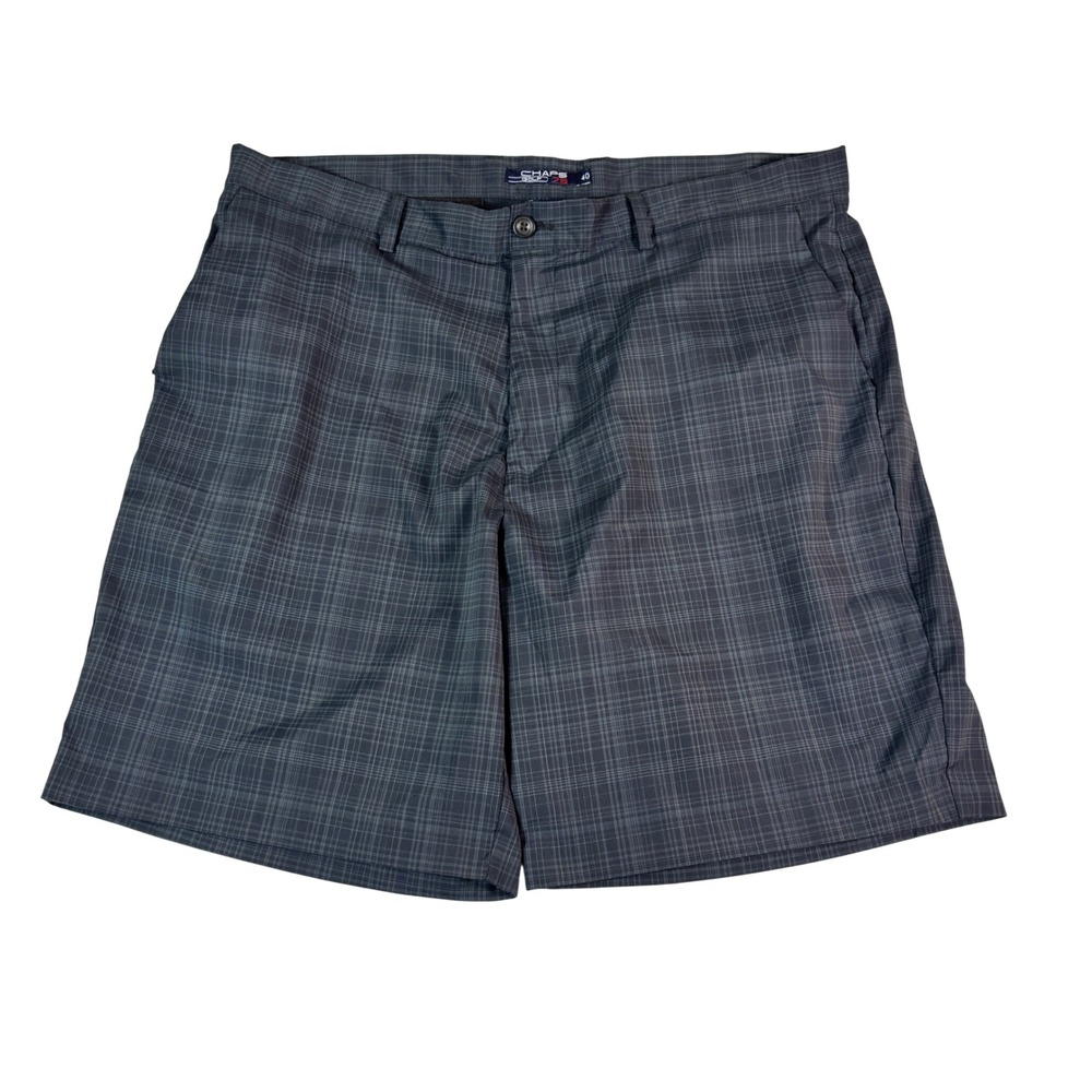 Chaps Golf 78 Mens Plaid Performance Shorts Grey Black Size 40 Stretch
